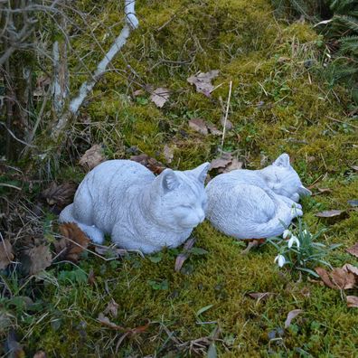 Massive Steinfiguren Sonderangebot: 2 Katzen - Set Katze aus Steinguss frostfes