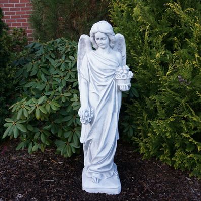 Massive Steinfigur Engel Statue groß aus Steinguss frostfest Grab Gartendeko