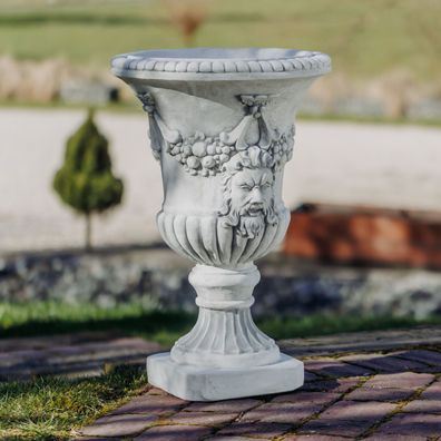 Massives Pflanzgefäß antik Vase mit Ornamente Pflanztrog aus Steinguss frostfest
