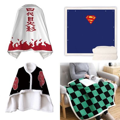 Anime Cosplay Blanket Doppelte Schicht Decke One Piece Naruto Schal Superman Serape