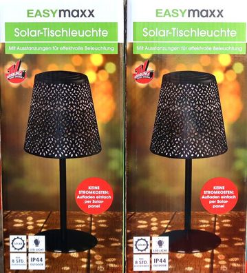 2x Solar Tischleuchte EASYmaxx Metall Vintage Schwarz Lampe In- & Outdoor NEU