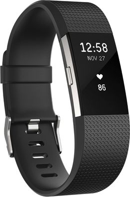 Fitbit Charge 2 Aktivitätstracker Fitness Armband Fitnesstracker L silber schwarz
