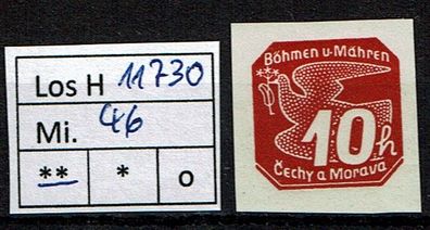 Los H11730: Böhmen & Mähren Mi. 46 * *