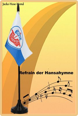 Soundfahne F.C. Hansa Rostock Tisch- Fahne Logo Hansa Hymne Schiff Gr: 35cm NEU