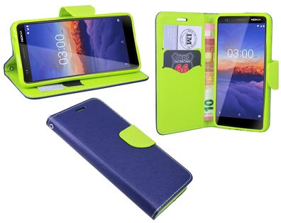 Nokia 3.1 (2018) Tasche Blau Handyhülle Schutzhülle Flip Case Cover Etui Hülle