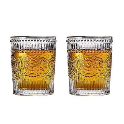 300ml Retro Vintage Trinkgläser Set Gold Kante 2 Gläser Cognac Whiskey Cocktail