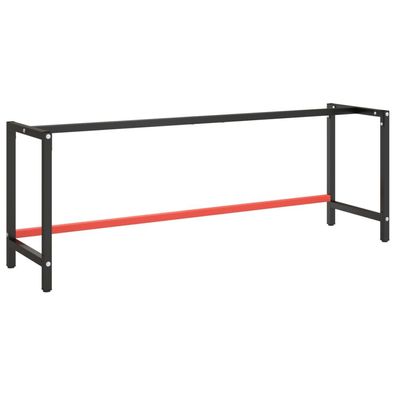 vidaXL Werkbankgestell Mattschwarz und Mattrot 220x57x79 cm Metall