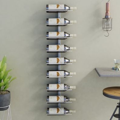 vidaXL Wand-Weinregal für 9 Flaschen Weiß Eisen