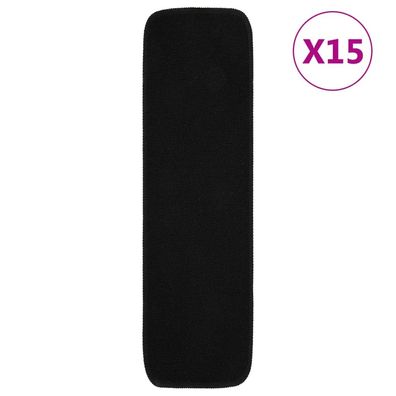 vidaXL Antirutsch Stufenmatten 15 Stk. 75x20 cm Schwarz Rechteckig