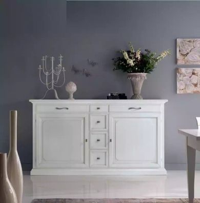 Luxus Kommode Weiß Sideboard Holz Schrank Wohnzimmer Möbel Italien