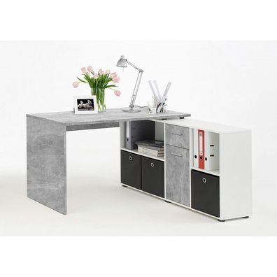 Schreibtisch Büro Winkelkombination Ecktisch Tisch LEX FMD Beton grau Light At...