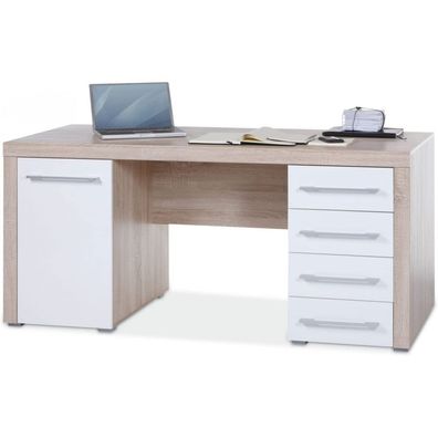 Schreibtisch PC-Tisch Arbeitstisch Bürotisch Cube Eiche Sonoma Sägerau / Weiß ...