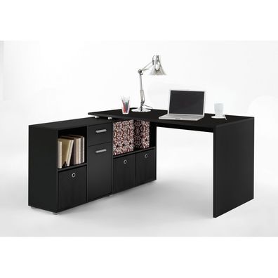 Schreibtisch Bürotisch Arbeitstisch Büro Winkelkombination FMD LEX schwarz