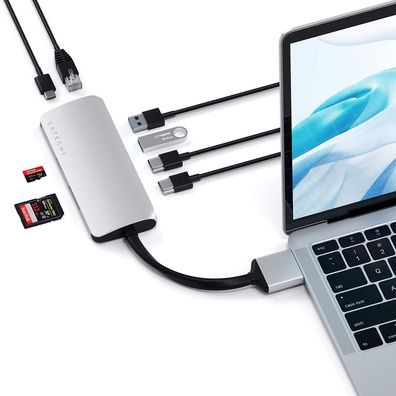 Satechi USB-C Dual Multimedia Adapter komp. 2021 MacBook Pro M1 Pro/ Air silber