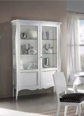 Vitrine Glasschrank Weiß Luxus Italienische Möbel Schränke Wohnzimmer
