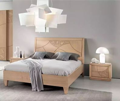 Design Schlafzimmer 3tlg. Bett 2x Nachttische Modern Luxus Betten Set