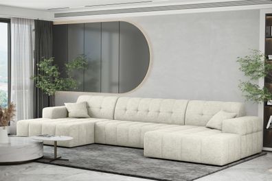Wohnlandschaft Sofa U-Form NANCY in Stoff Perfekt Harmony Pearl