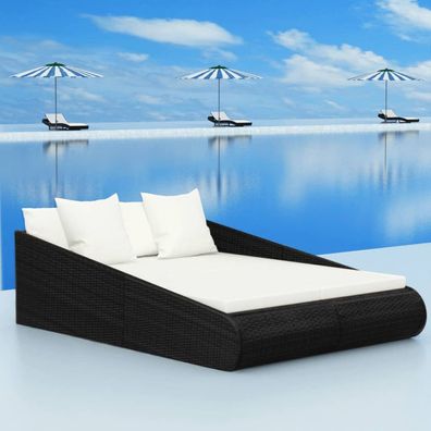 vidaXL Gartenbett Schwarz 110x200 cm Poly Rattan