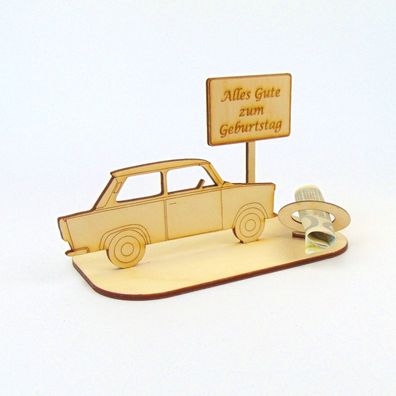 Trabi Auto Geld- und/ oder Gutschein Geschenk aus Holz Personalisiert-K28-