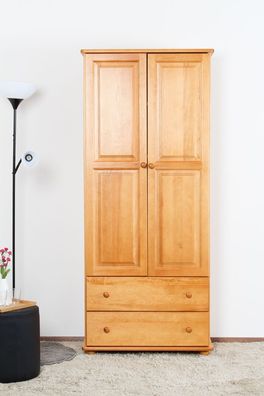 Schrank Kiefer massiv Vollholz Erlefarben Junco 33 - Abmessungen: 195 x 84 x 42