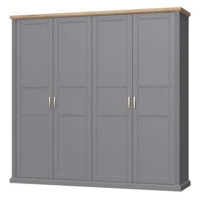 Drehtürenschrank / Kleiderschrank Lotofaga 16, Farbe: Grau / Walnuss - 227 x 236