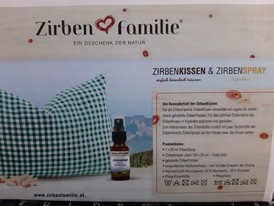 Zirbenkissen Kissenschlacht Deluxe inklusive Zirbenspray