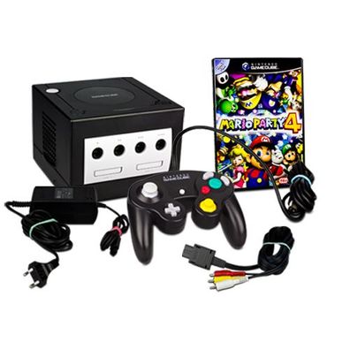 Nintendo Gamecube Konsole in Schwarz + original Controller + Mario Party 4