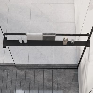 vidaXL Duschablage für Begehbare Dusche Schwarz 80 cm Aluminium