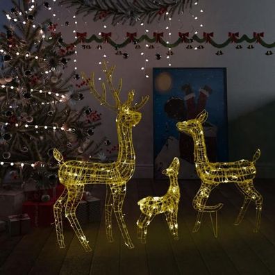 LED-Rentier-Familie Weihnachtsdeko Acryl 300 LED Warmweiß