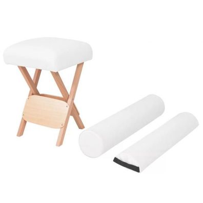 Massage-Klapphocker 12 cm dicker Sitz & 2 Nackenrollen Weiß