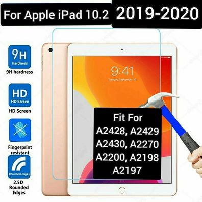 Für Apple iPad 10.2 2019 A2200 A2198 A2232 Schutzglas Displayschutzfolie Echt 9H