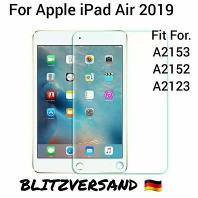 Für Apple iPad Air 3 2019 A2153 A2123 A2152 Schutzglas Displayschutzfolie Echt
