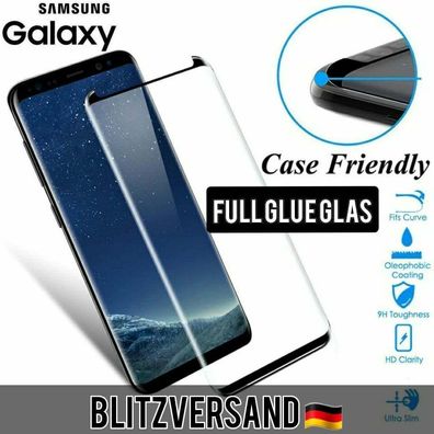 Voll Kleber Schutzglas Samsung Galaxy S8 | S9 | Hartfolie Display 9H Glas