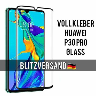 Voll Kleber Schutzglas Huawei P30 Pro Displayschutzfolie 9H Glas FullGlue