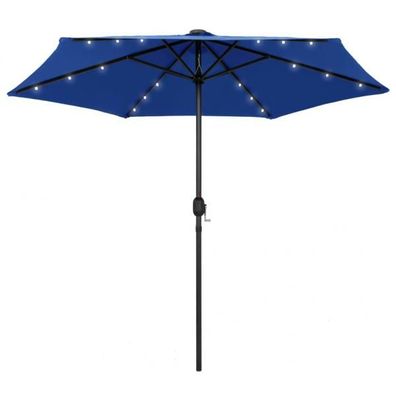 Sonnenschirm mit LED-Leuchten & Aluminium-Mast 270 cm Azurblau