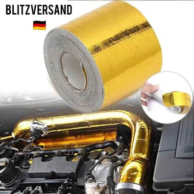 5m x 50mm Hitzeschutz Band selbstklebend Auspuff Gold Klebeband Reflektierend DE