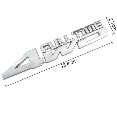 Emblem FULL TIME 4WD 4x4 Schriftzug 3D Aufkleber Sticker silber chrom Heck