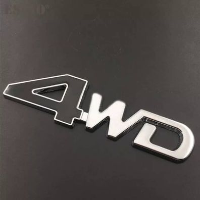 3D Chrom Metall 4x4 RC Auto 4WD Aufkleber Emblem Logo Schriftzug 3cm x12.5cm