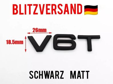 V6T Emblem Aufkleber Logo 3D metall V6 Emble Heck Auto Kfz Motorrad Schwarz Matt