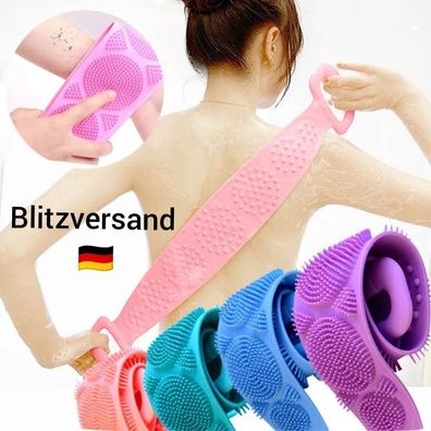 Körperbürste Rückenschwamm Rückenschrubber Silikon Massageband Schwamm Dusche