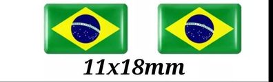 2x 3D Gel Aufkleber Brazil Fahne Brasilien Flagge Sticker Emblem Brasielan Flag