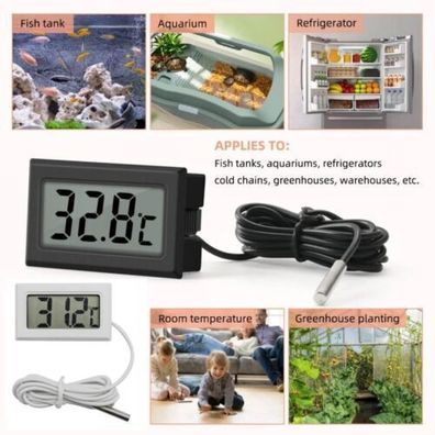 Mini Thermometer digital LCD -50 + 110°C Temperatur Anzeige Messer mit Fühler 1 M