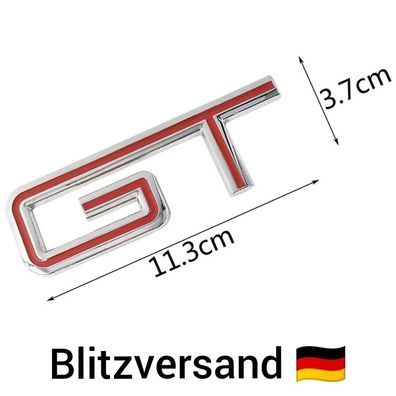 Universal 3D Chrom Metall GT Auto Aufkleber GT Emblem Logo Schriftzug Rot