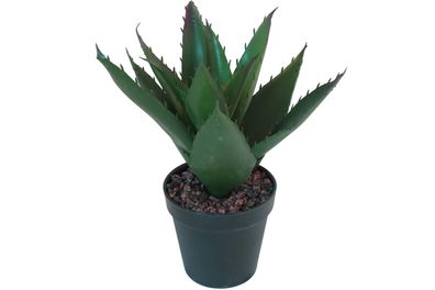 Künstliche Aloe Vera im Topf mit Steindeko Höhe 27 cm Pflanze dunkelgrün