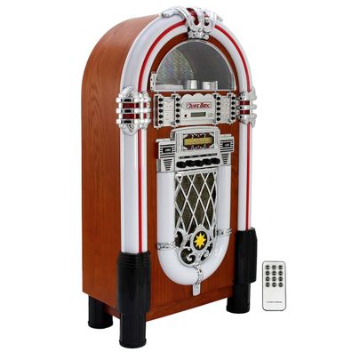 Jukebox Retro 50er Jahre Stil Holz-Gehäuse mit LED-Beleuchtung Fernbedienung