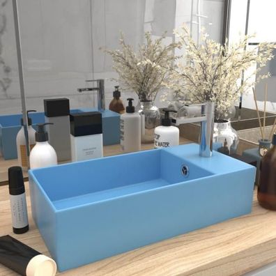 Badezimmer-Waschbecken mit Überlauf Keramik Hellblau