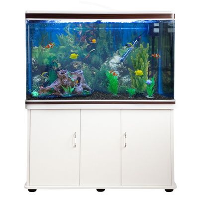 Aquarium Starter Komplettset passender Unterschrank 143.5cm x 120.5cm x 39cm weiß