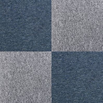 40 Stück Teppichfliesen Bodenfliesen Teppich 50 x 50 cm für 10 m² in Blau & Grau