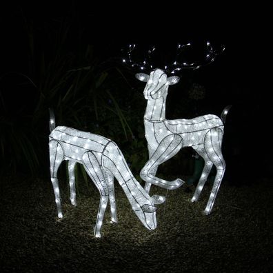 LED Rentier Hirsch 1,2m Reh 61cm Deko Weihnachten Garten Außen beleuchtet Advent