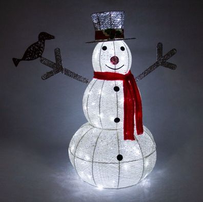 89cm Beleuchteter Schneemann Weihnachten Dekoration Advent 100 LEDs Timer